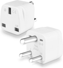 2 Pack UK to India Plug