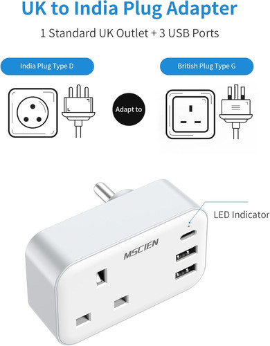 India plug adapter with - to,